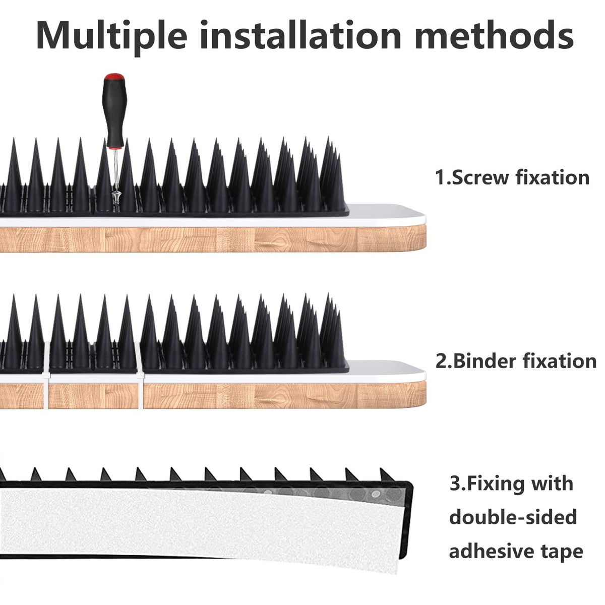 Quunoot Bird Spikes include modular pieces for narrow edges and corners.