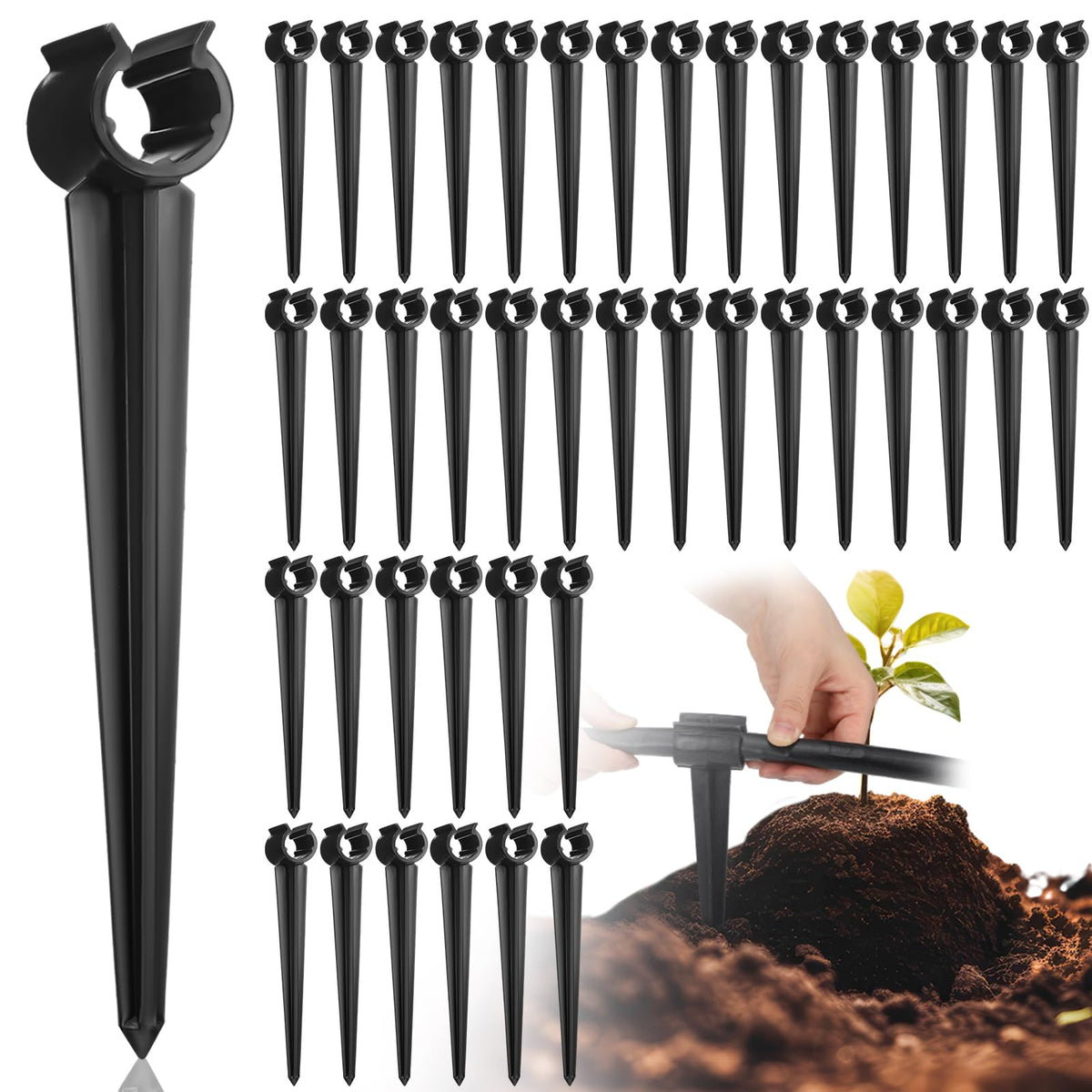 Quzzil irrigation stake secures half-inch tubing for tidy garden irrigation