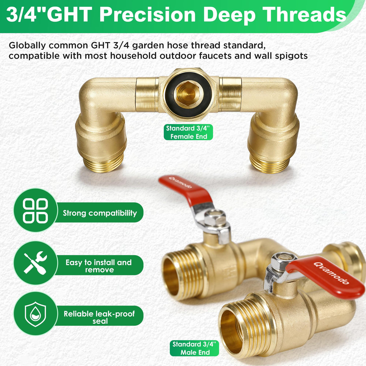 Qvamodo heavy-duty brass body resists rust in outdoor conditions.