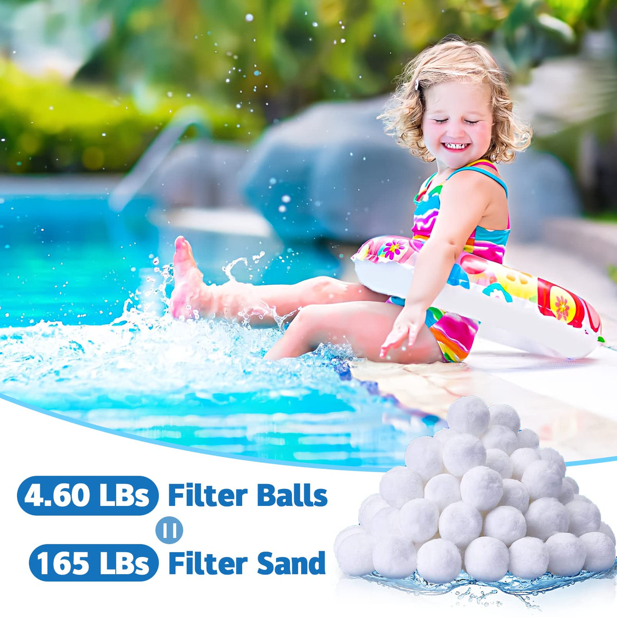 QwayHome eco-friendly polyester filter balls for sustainable pool filtration.