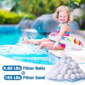 QwayHome eco-friendly polyester filter balls for sustainable pool filtration.