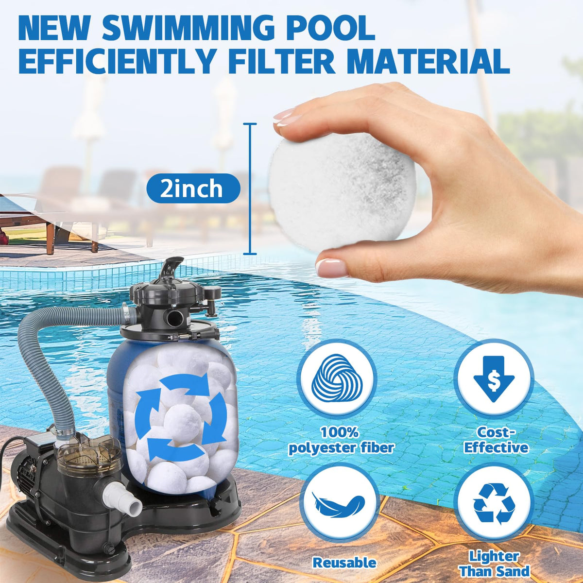 QwayHome filter balls provide fast filtration compatible with most sand pumps.