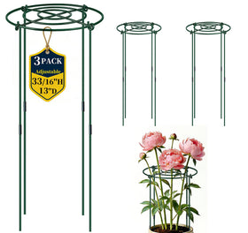 QwayHome peony cage 33in round ring supports tall blooms and upright stems.