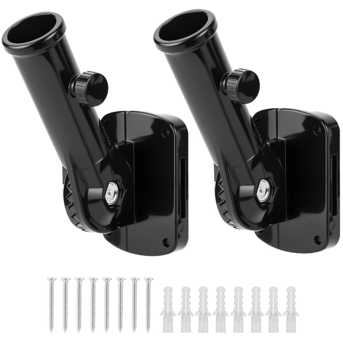 QWORK adjustable flag pole holder shows 13-position angle options for precise display.