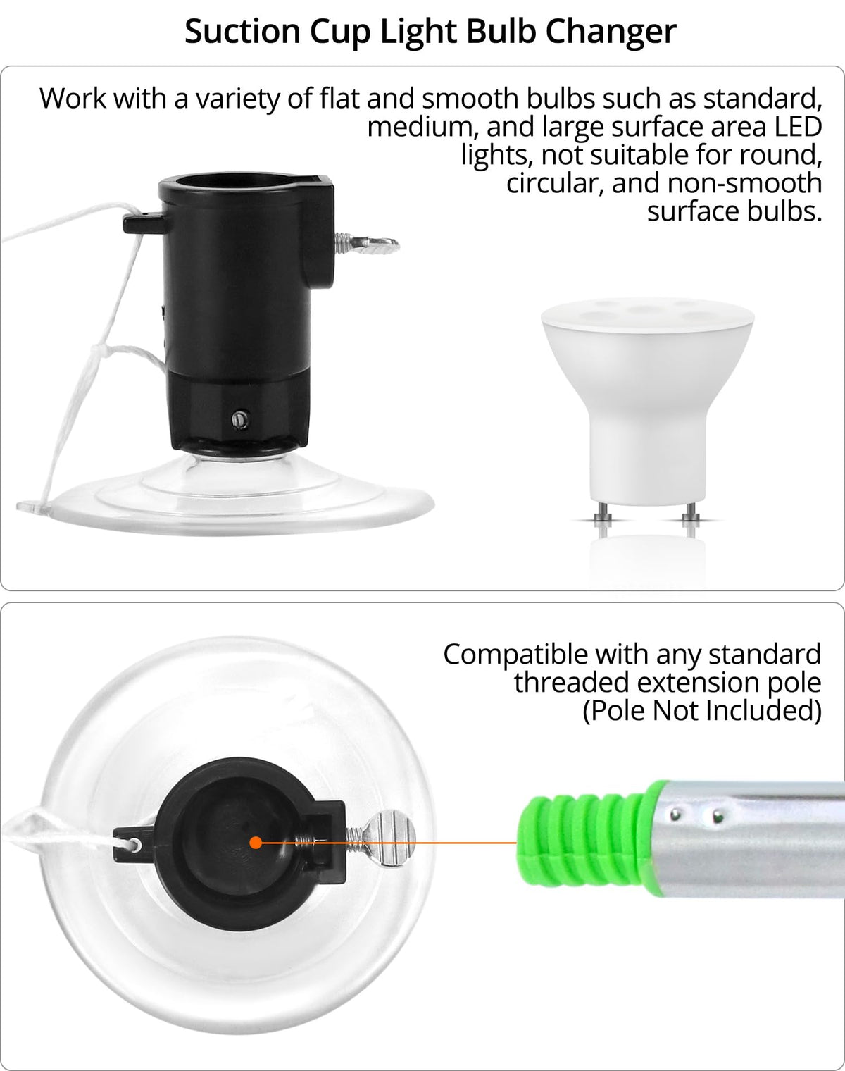 QWORK bulb changer kit 3-piece set versatile for varied bulb types.