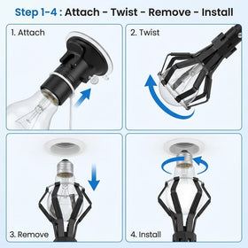 QWORK bulb changer kit high-ceiling use for tall fixtures.
