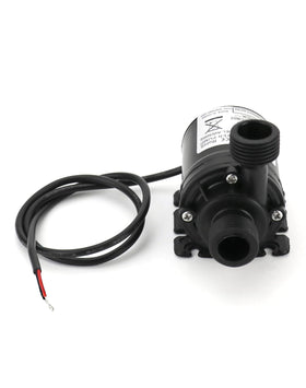 QWORK DC12V submersible pump side view highlighting durable housing for outdoor use.
