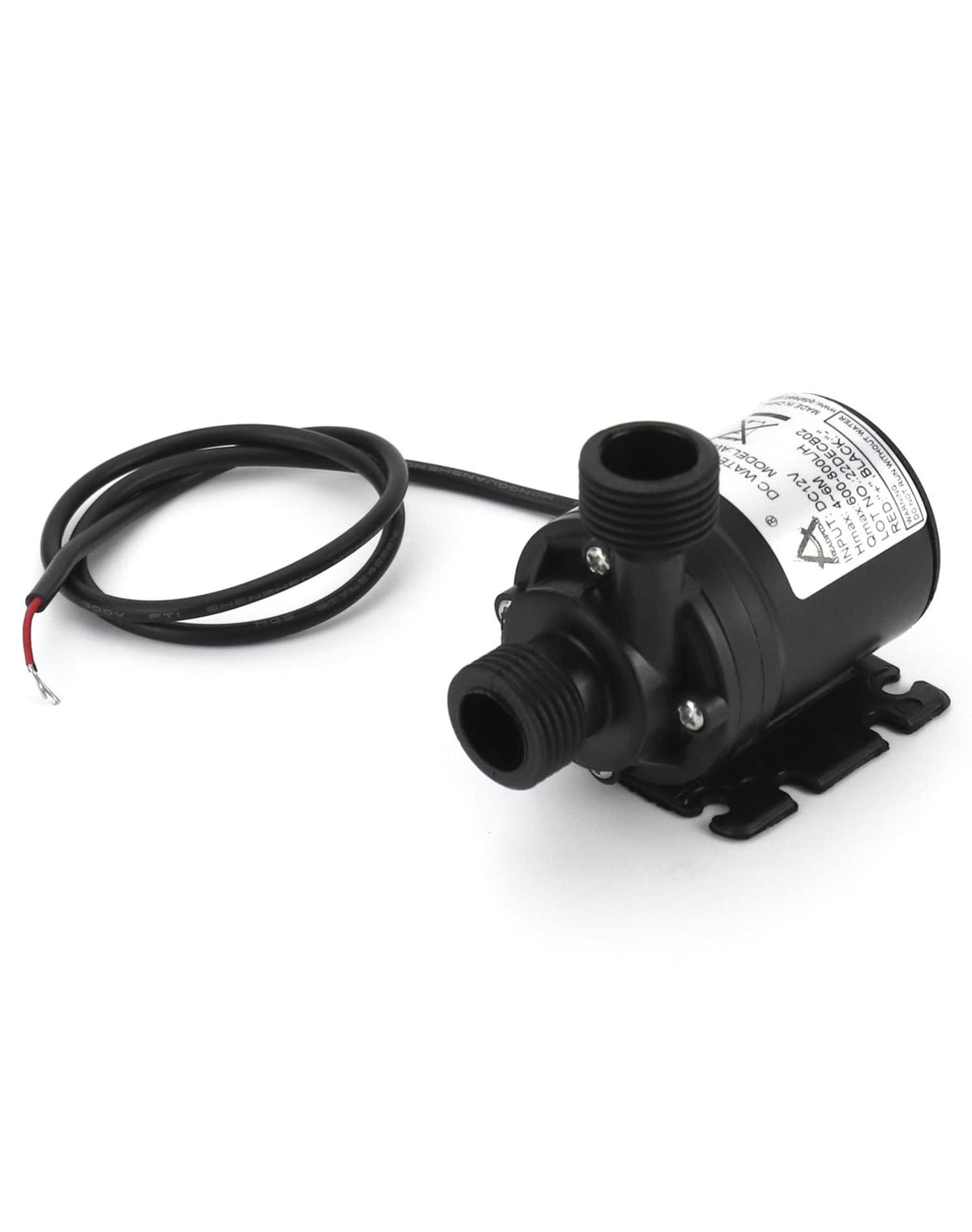 QWORK DC12V submersible pump top view emphasizing easy access for wiring.