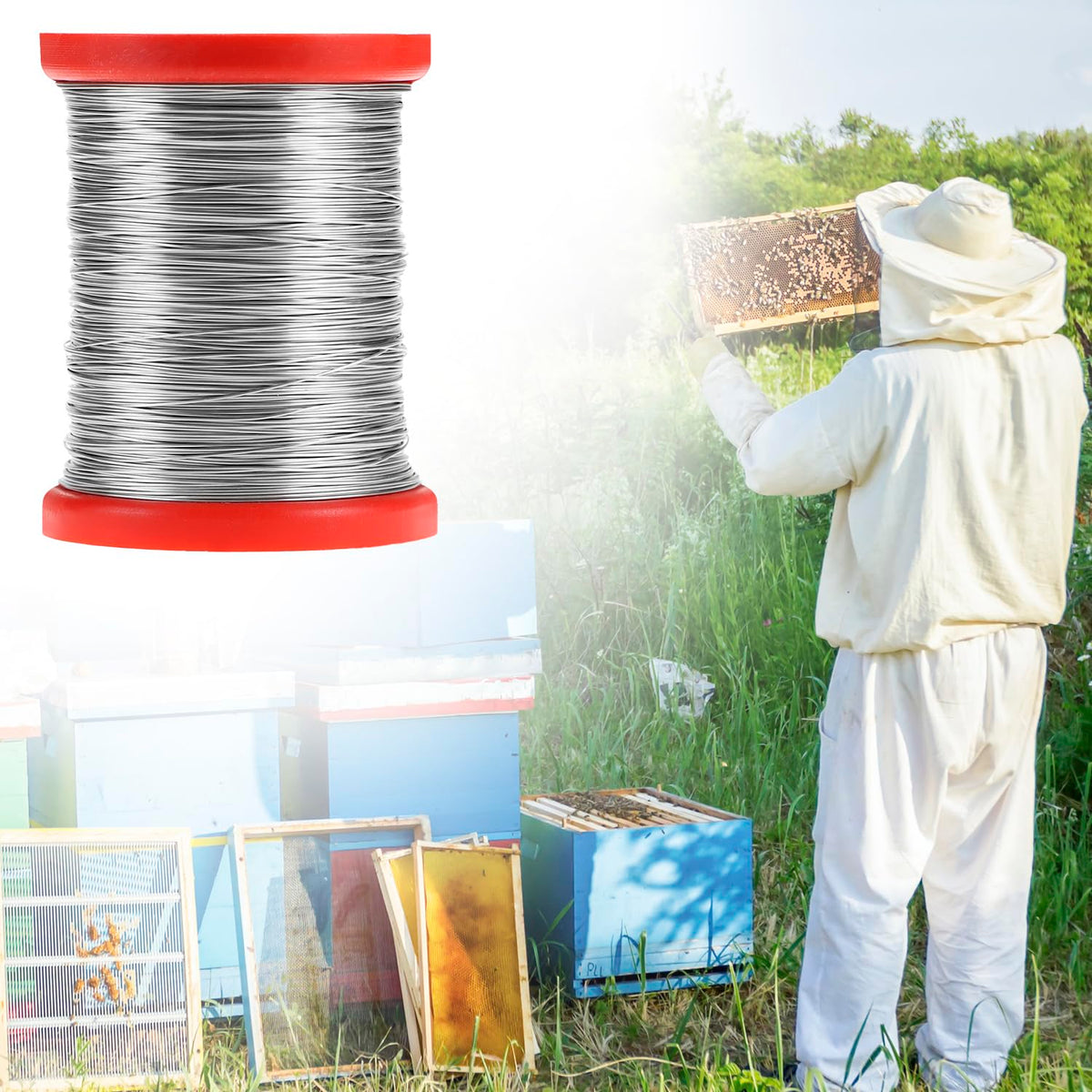 QWORK durable wire minimizes friction during hive frame construction.