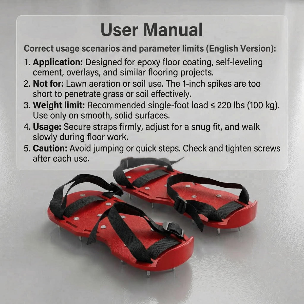 QWORK 13 short spikes prevent surface damage during epoxy application