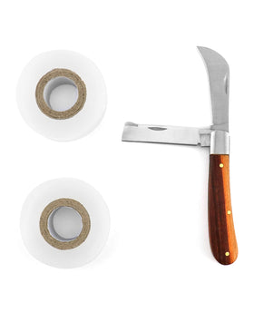 QWORK grafting cutter packaging shows the two-tape set for gardeners.
