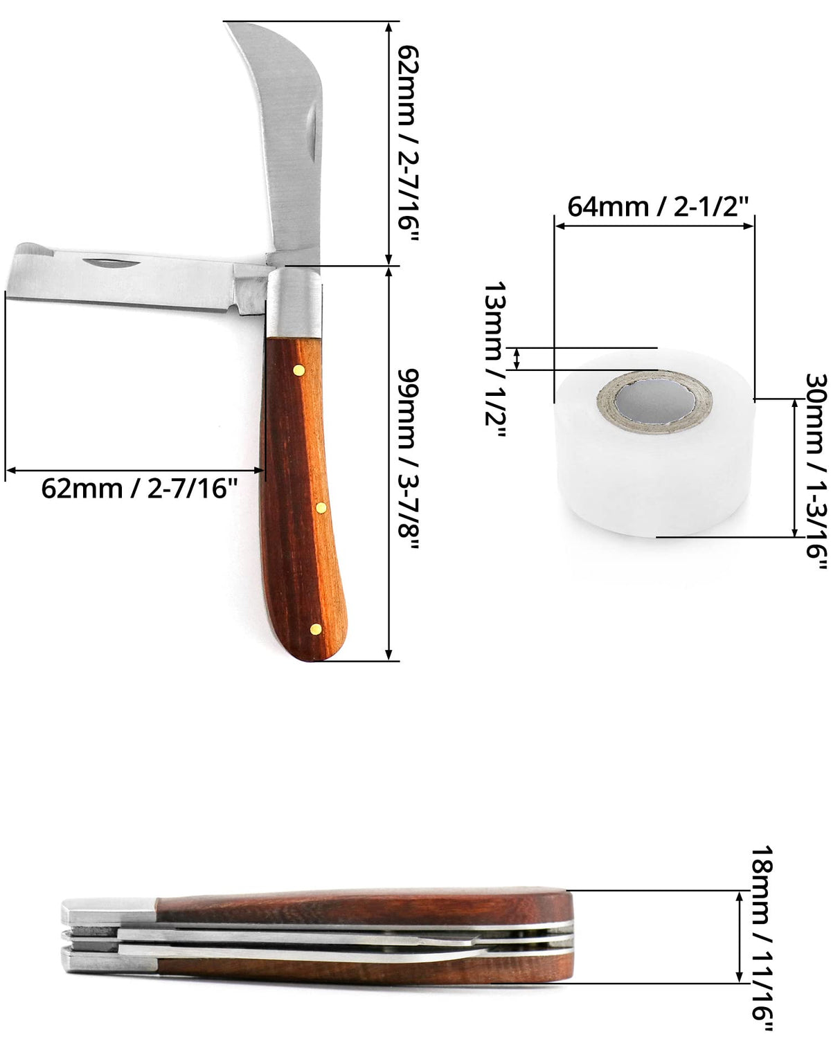 QWORK grafting cutter closeup blade highlights stainless steel precision.