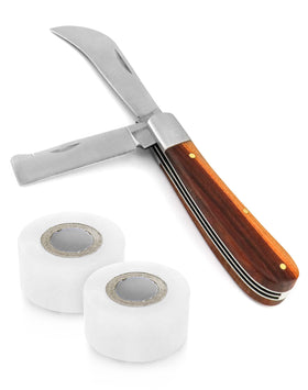 QWORK grafting cutter curved blade for precise bud grafting and pruning tasks.