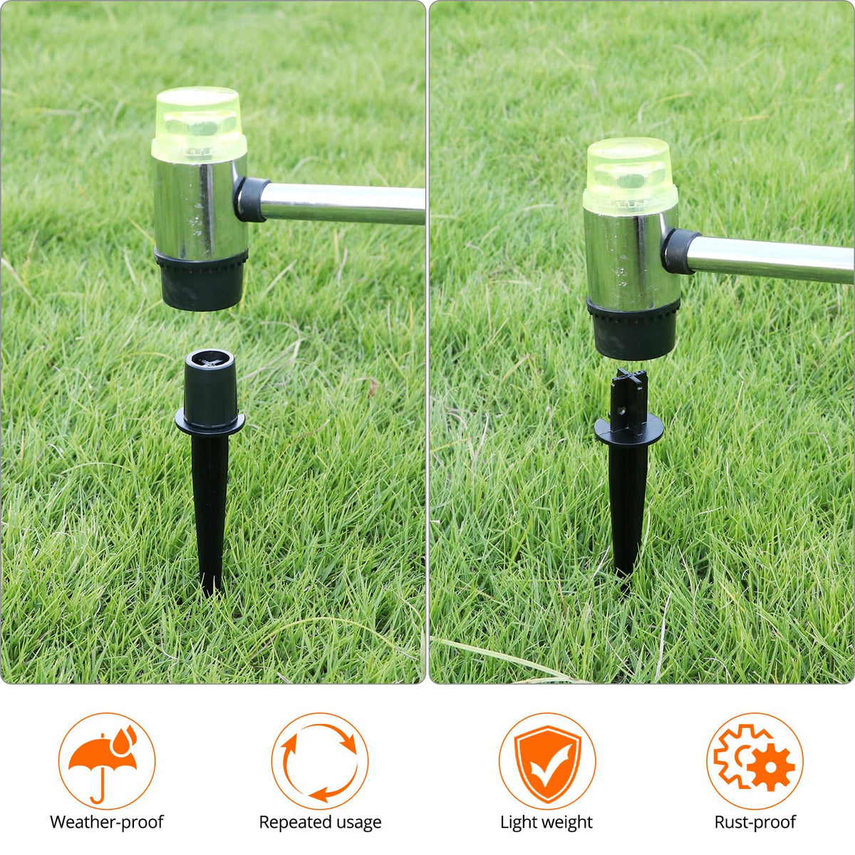 QWORK ground-penetration stake handles grass, snow, mud, and sand
