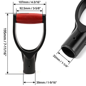 QWORK plastic spade handle fit 1-1/4-inch for quick, secure installation.