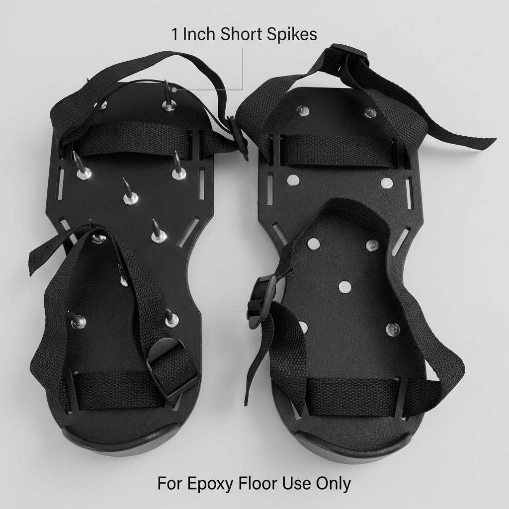 Close-up of 1-inch spikes offering precise surface engagement for overlays.