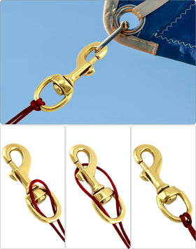 QWORK swivel clip halyard attachment reduces twisting in windy displays
