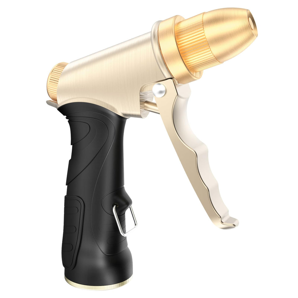 Qxiaozhan garden hose nozzle set to jet mode for powerful cleaning and watering.