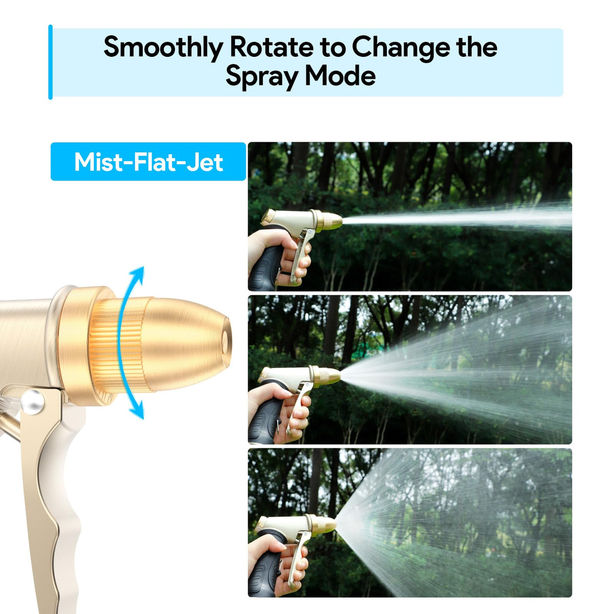 Qxiaozhan garden hose nozzle in mist mode for gentle plant irrigation.
