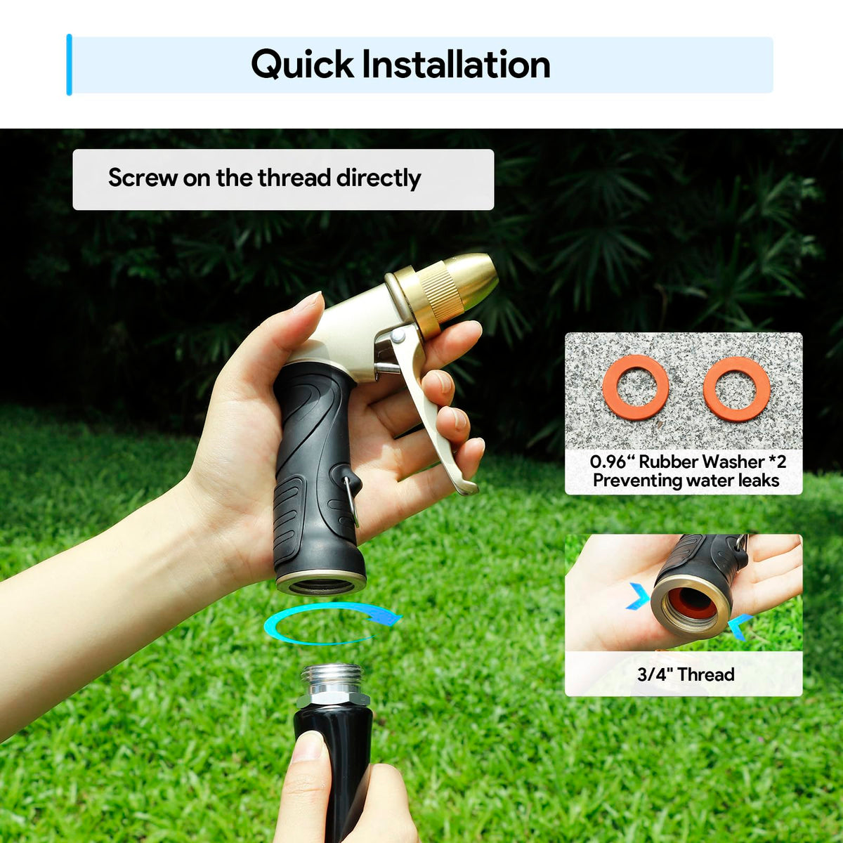 Lock bar on Qxiaozhan nozzle reduces hand fatigue during tasks.