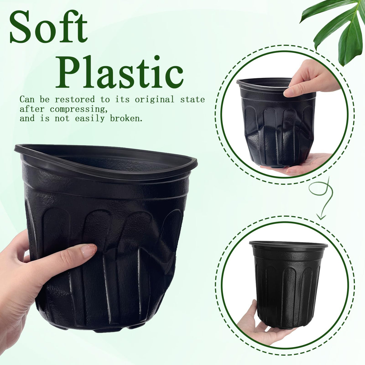 Qyyiguf black plastic pots suitable for a range of plants and settings.