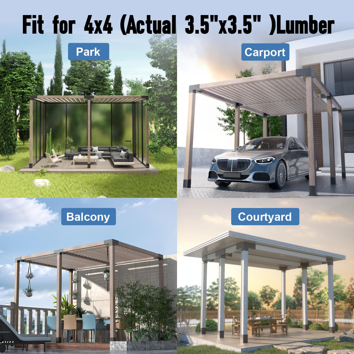 Complete accessory set by QZER for secure mounting to concrete or wood posts.