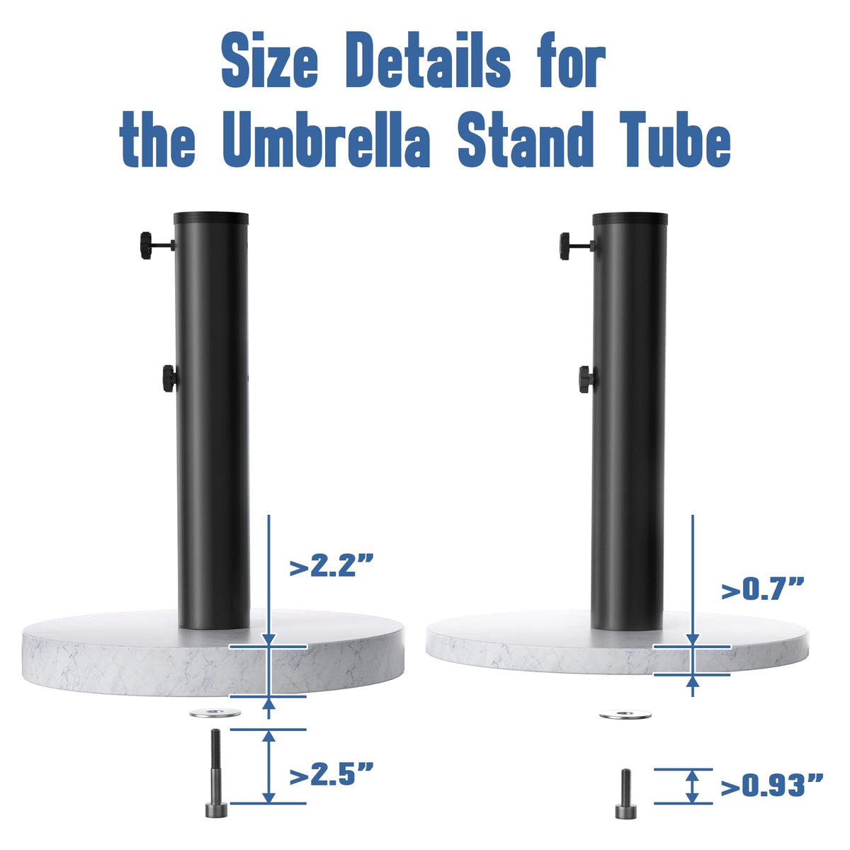 QZER PVC sleeve 50 mm adapts to larger poles for a snug fit.