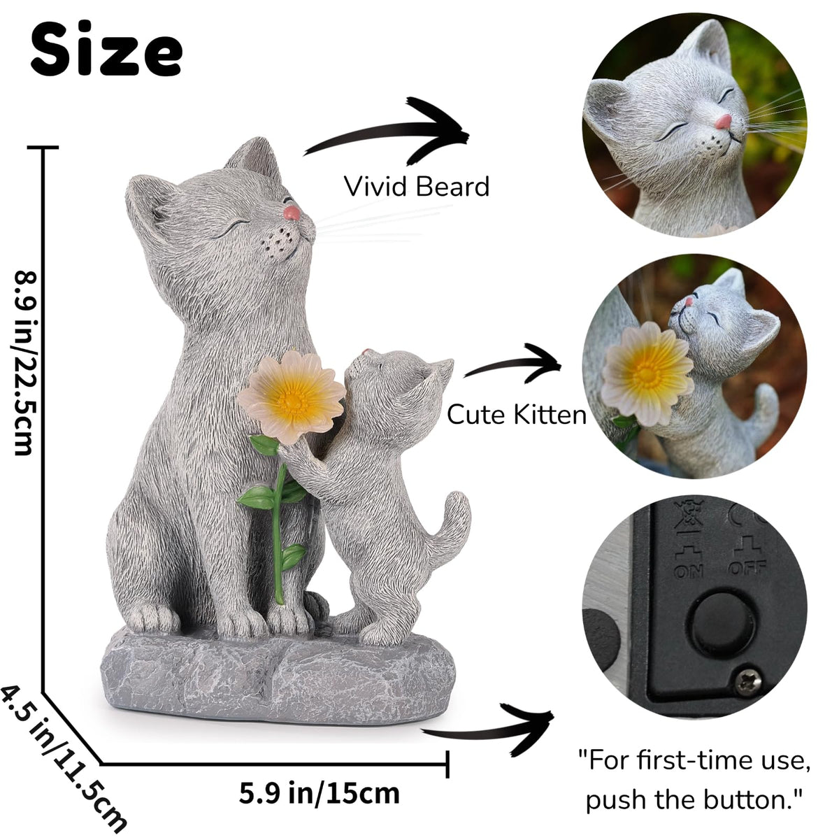 QZFFZQ mother-and-kitten statue on a patio for a warm, heartwarming focal point