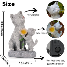 QZFFZQ mother-and-kitten statue on a patio for a warm, heartwarming focal point