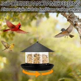 QZLOHOM Wild Bird Feeder in black blends with outdoor decor.