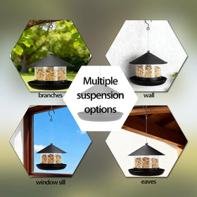 QZLOHOM Wild Bird Feeder has a clear container to monitor levels.