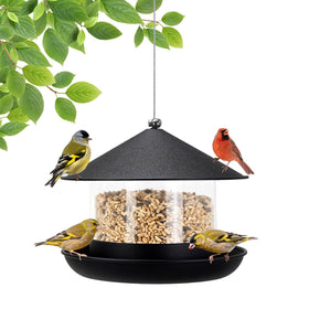 QZLOHOM Wild Bird Feeder with large capacity keeps seeds dry and accessible.