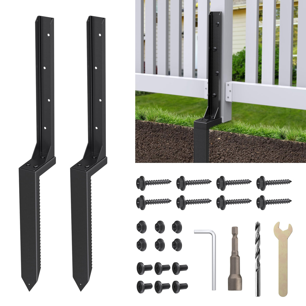 QZXRKEJI Fence Post Repair Kit 2-pack helps stabilize wooden posts and simplify fixes.