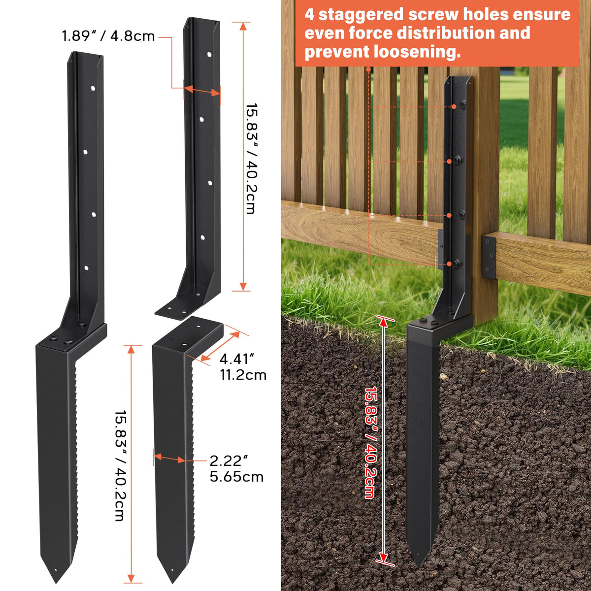 QZXRKEJI Ground spike for fence posts provides deep, stable anchoring in soil.