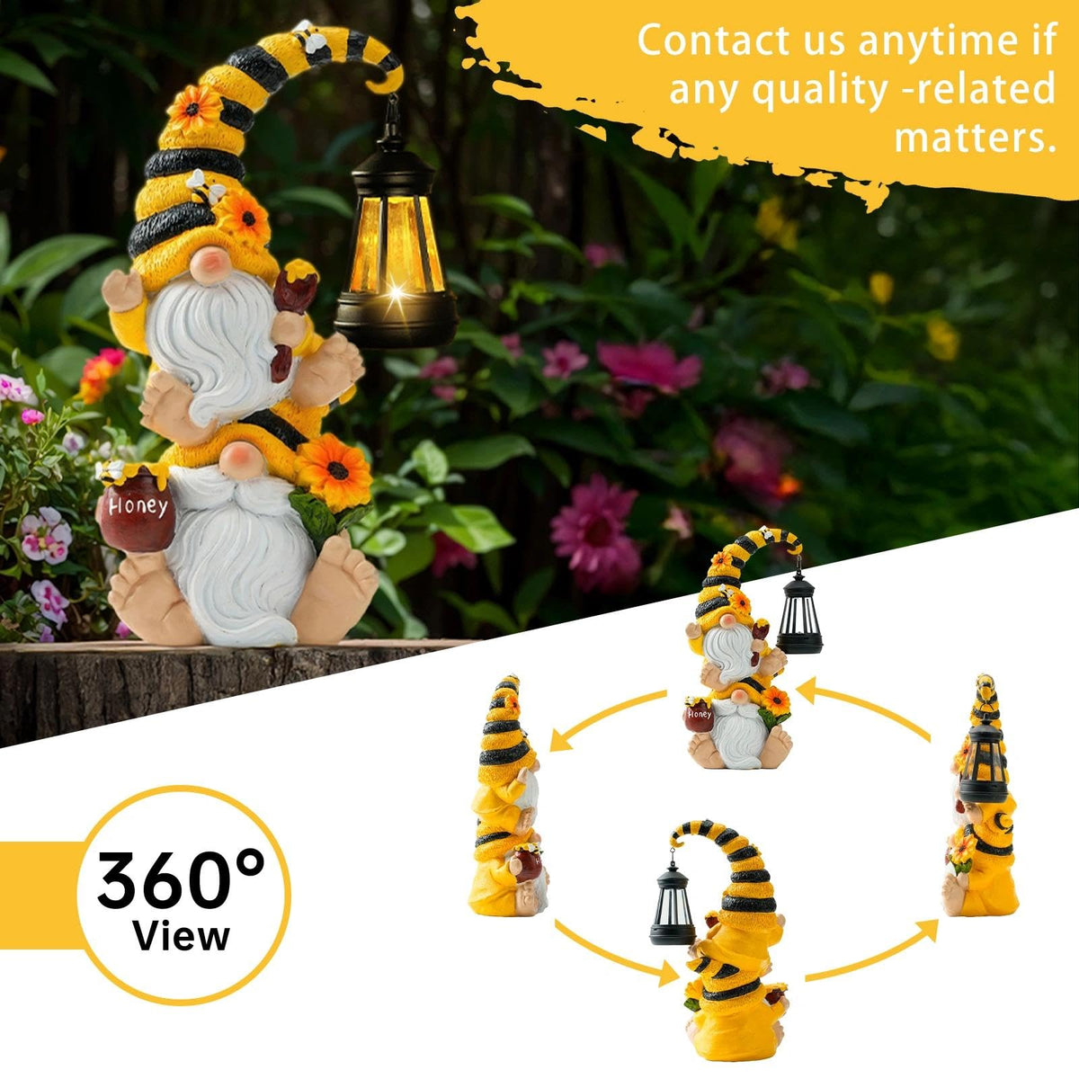 QZZP bee-themed decor accents enhance pollinator-friendly garden aesthetics.