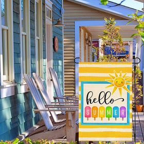 RABUSOFA 12x18 garden flag close-up of yellow stripes and crisp HD print