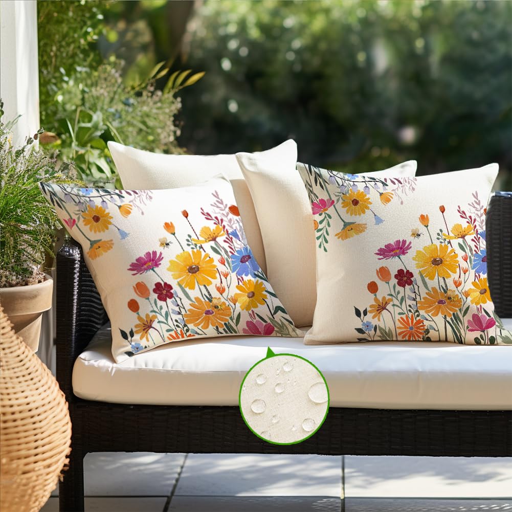 RABUSOFA 18x18 waterproof linen pillow cover for patio and balcony