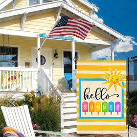 RABUSOFA hello summer popsicle flag side view showing bold stripes for porch ambiance