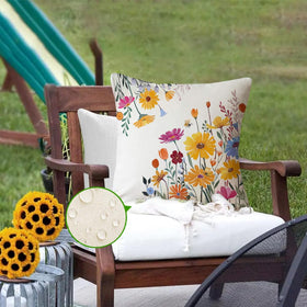 RABUSOFA farmhouse-style pillow cover with yellow daisy design