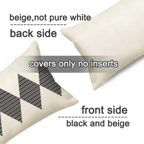 RABUSOFA 12x20 waterproof pillow cover in black-beige boho style for weatherproof garden decor.