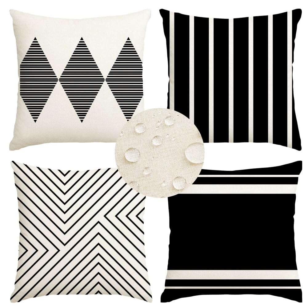 RABUSOFA outdoor pillow covers 4-pack for patio seating and decor