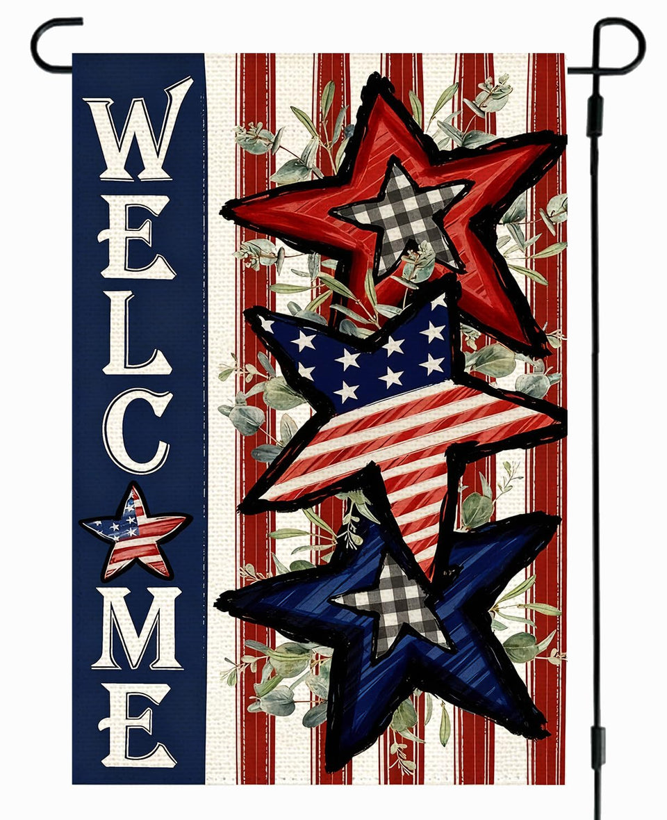RABUSOFA 12x18 inch double sided patriotic garden flag for outdoor display