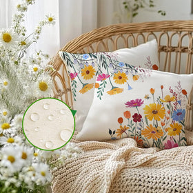 RABUSOFA daisy pattern close-up highlighting durable stitching