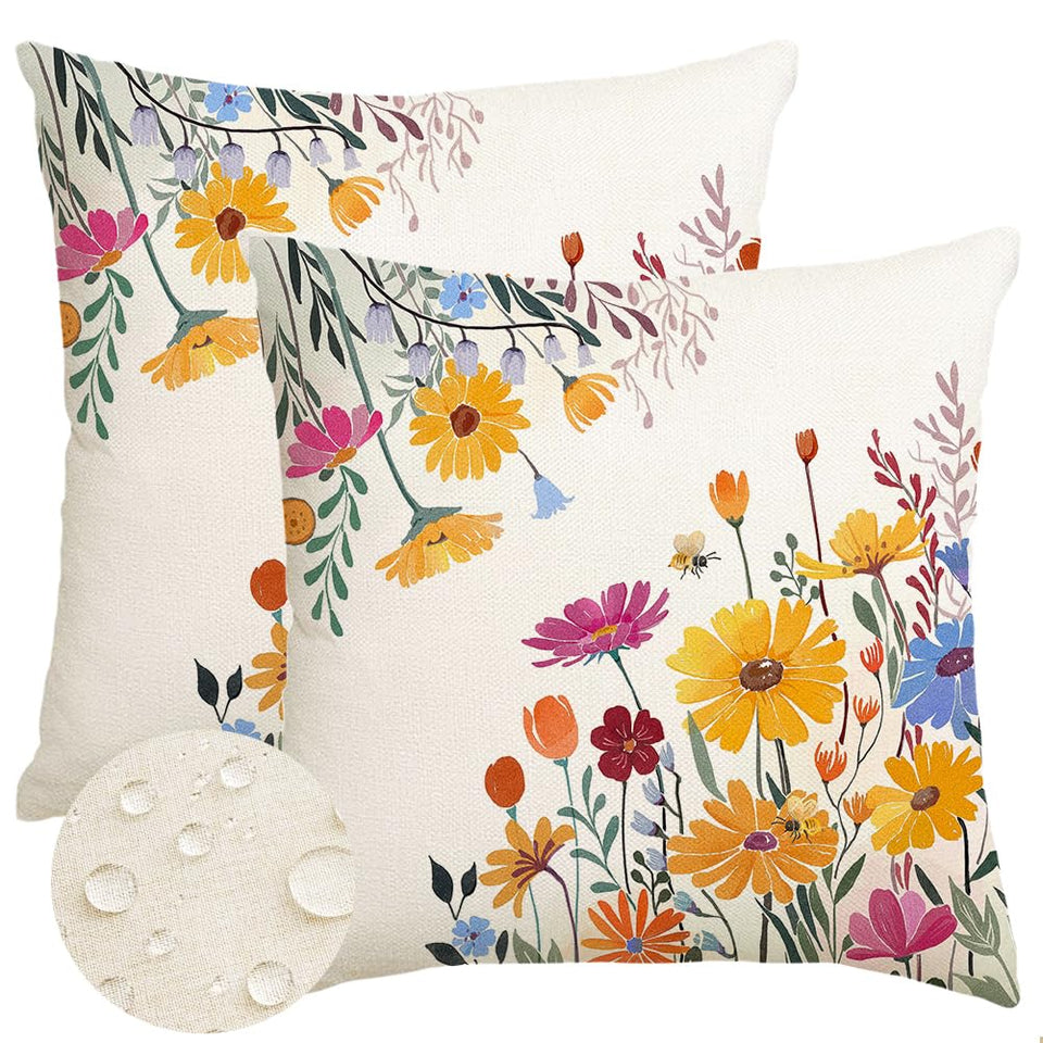 RABUSOFA yellow daisy front pillow cover for outdoor decor and seating