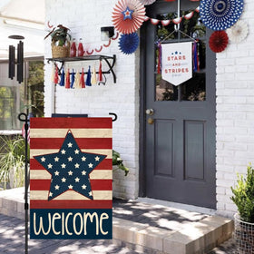 RABUSOFA stars and stripes welcome flag double sided for outdoor visibility.