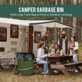 Rachmi outdoor trash can in use during camping.