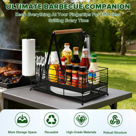 RACOBOT Grill Caddy side hooks organize tools at your grill station.