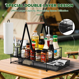 RACOBOT Grill Caddy smart compartments fit bottles, spices, and plates neatly.