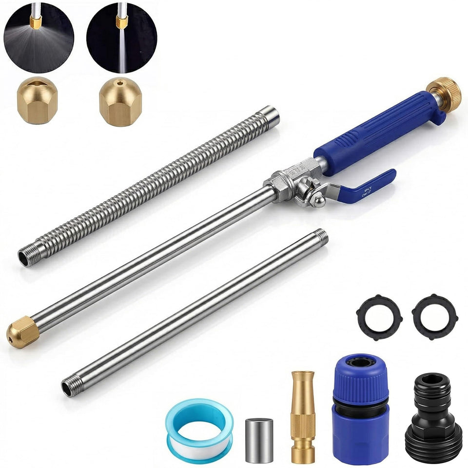 Raddile high-pressure wand for deep car, patio, and gutter cleaning.
