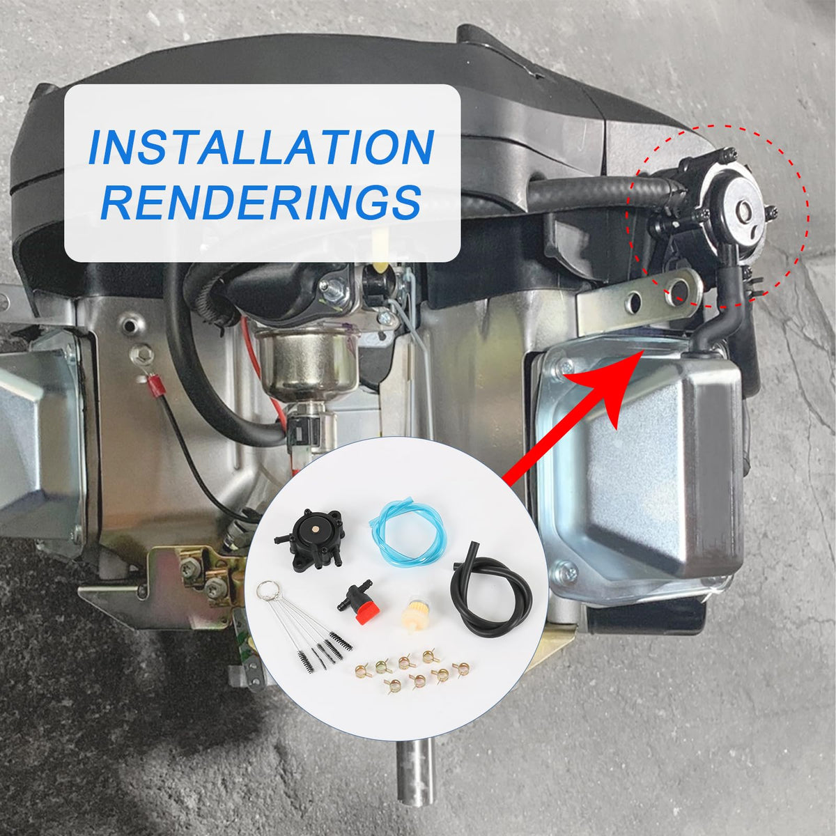 RADHLBNIU packaging visible with included parts and replacement kit.